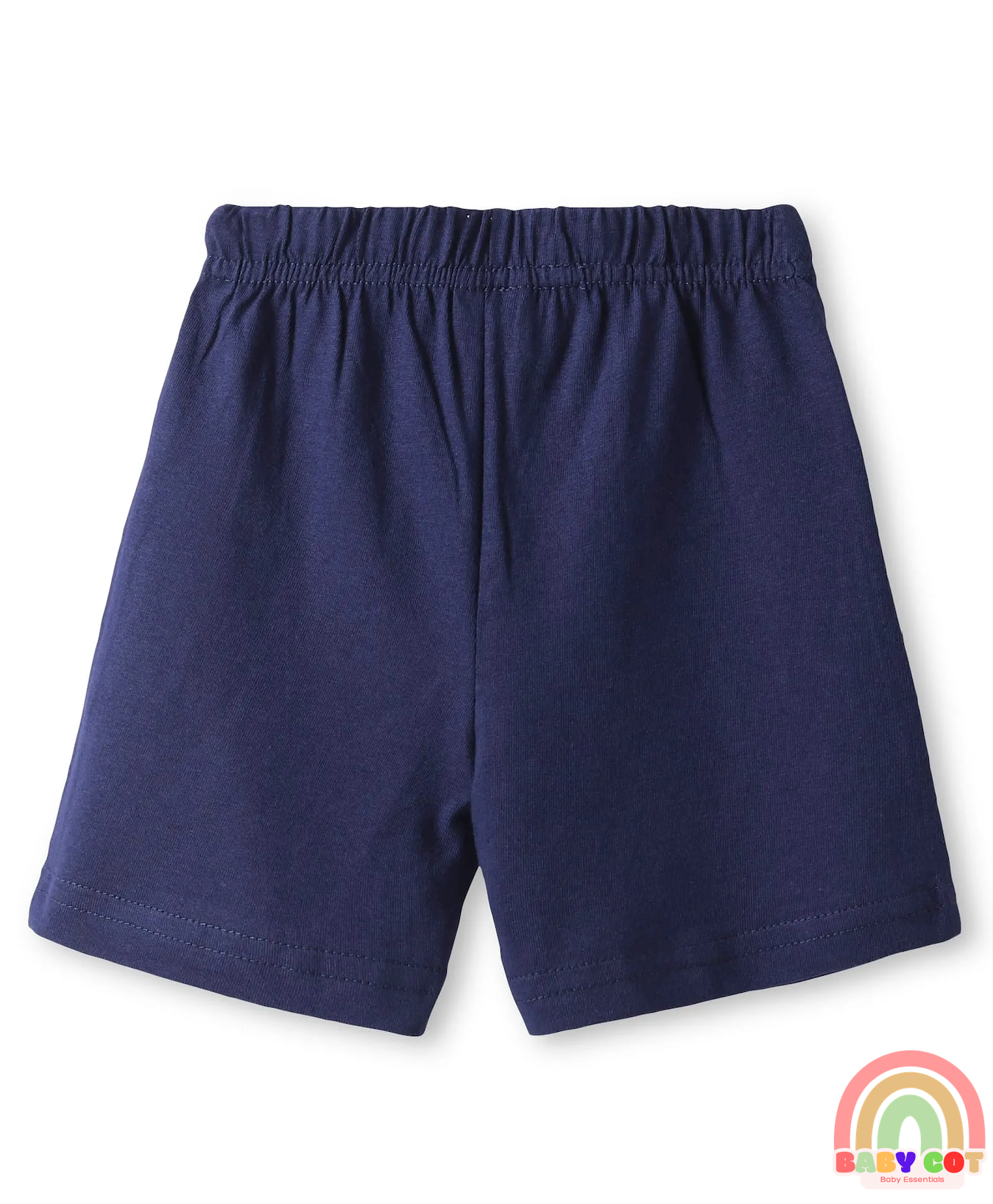 Single Jersey Knit Mid Thigh Shorts With Text Print Pack of 3 - Red Light & Navy Blue