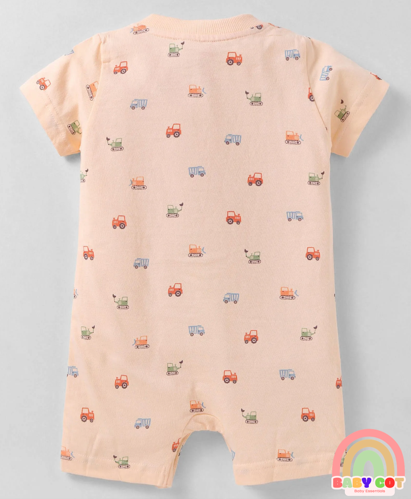 Interlock Knit Half Sleeves Rompers with Nautical & Space Theme Print Pack of 3 - Light Blue & Peach