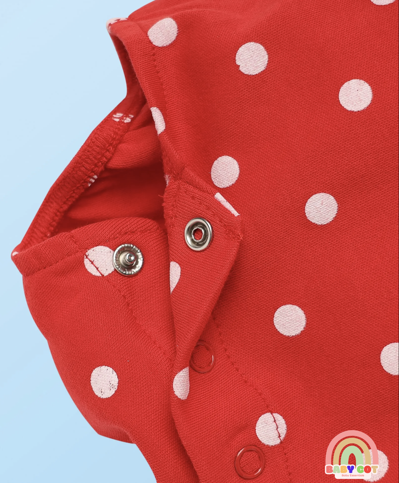 100% Cotton Knit Half Sleeves T-Shirt & Onesies with Hairband With Polka Dots - Red