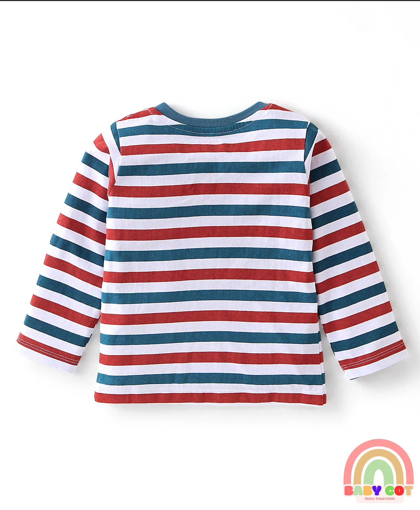 Cotton Knit Full Sleeves T-Shirt with Dino & Striped Print Pack of 3 - Multicolor