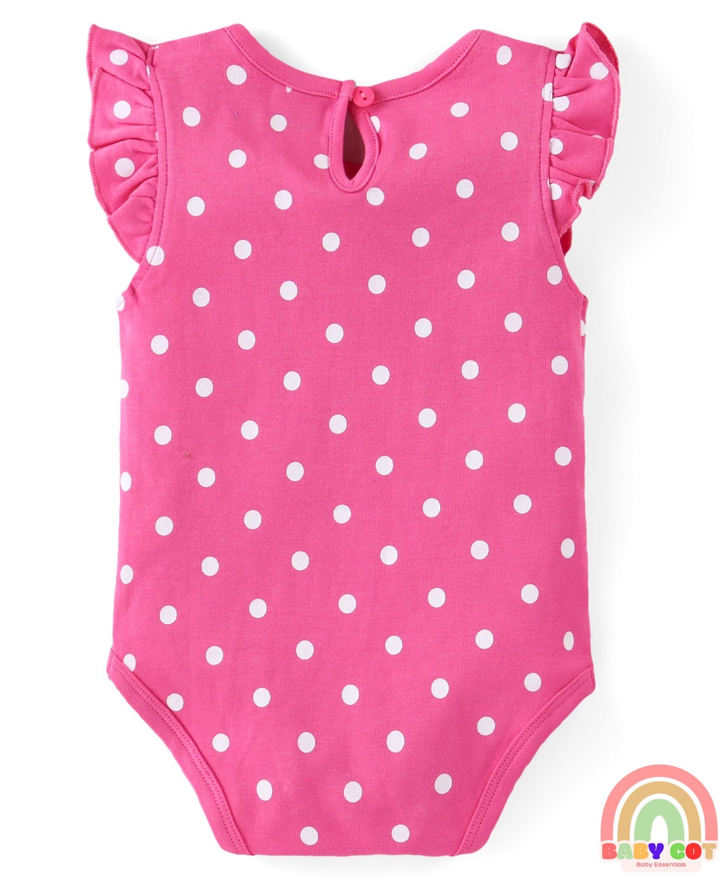 100% Cotton Knit Frill Sleeves Onesies with Floral & Polka Dot Print Pack of 3 - Multicolour