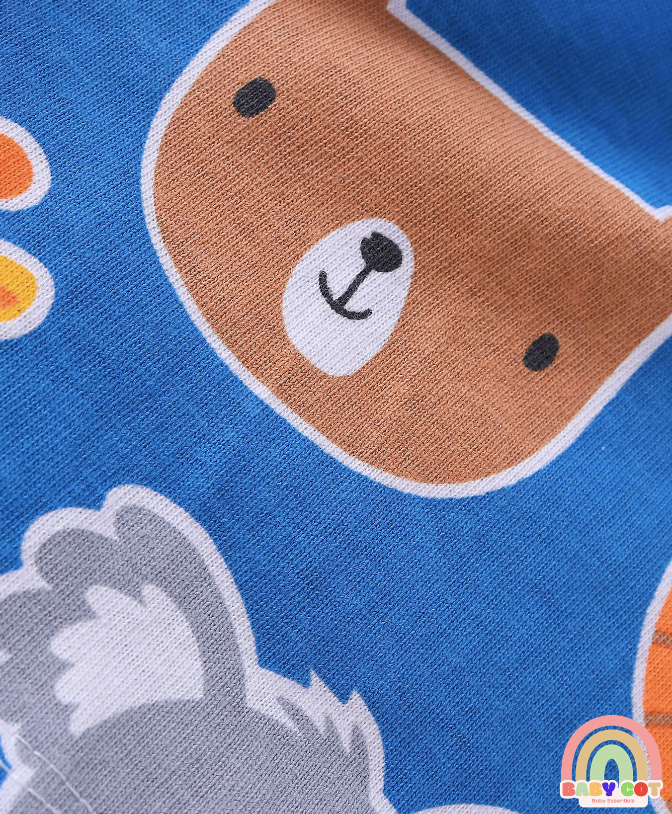 Cotton Knit Mid Thigh Length Shorts with Animal Print & Stripes Pack of 3 - Orange Blue & Yellow