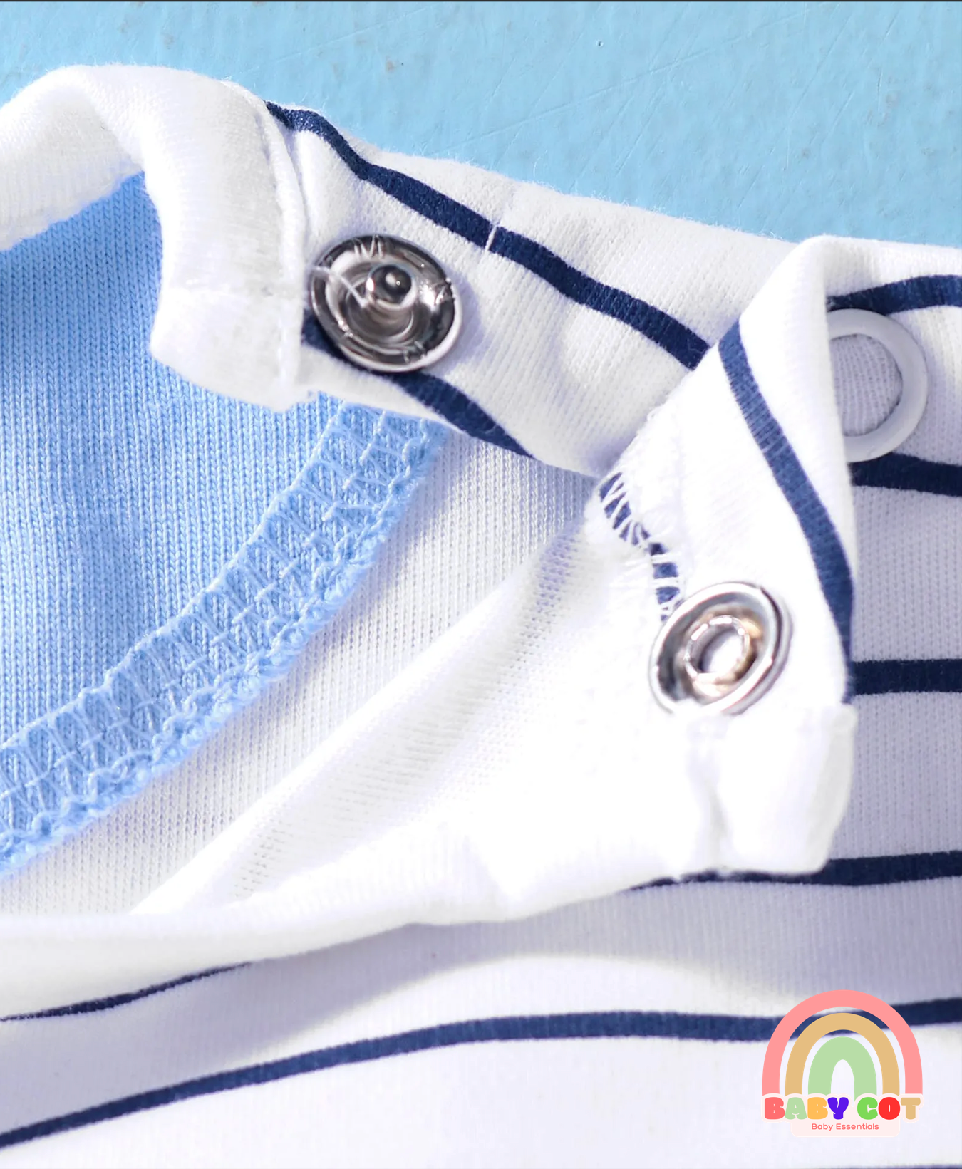 Interlock Knit Half Sleeves Striped T-Shirt & Shorts Set With Animal Print - White