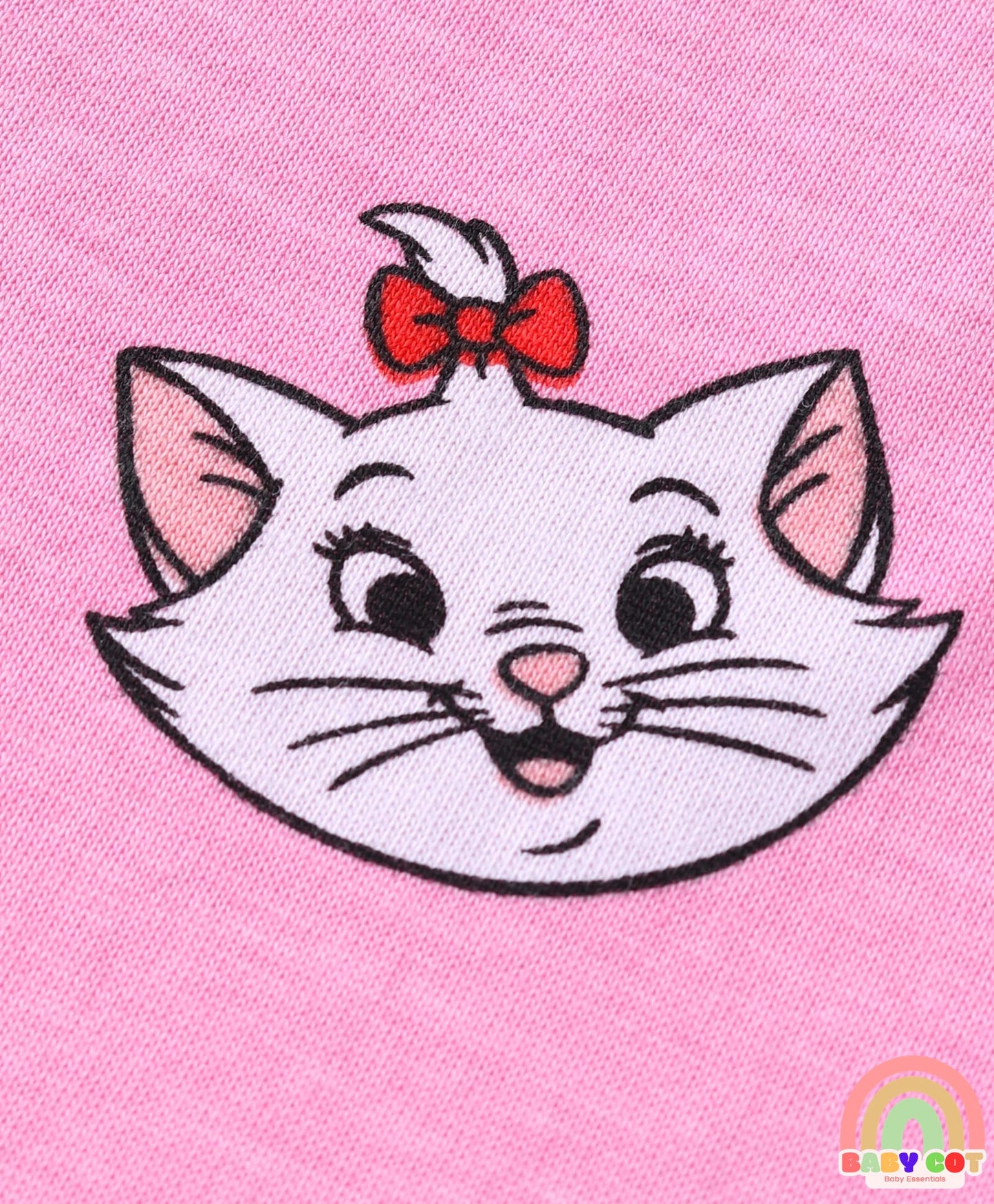 Single Jersey Knit Full Sleeves T-Shirts With Aristocats Marie Graphics Pack Of 3 - Pink Red & White