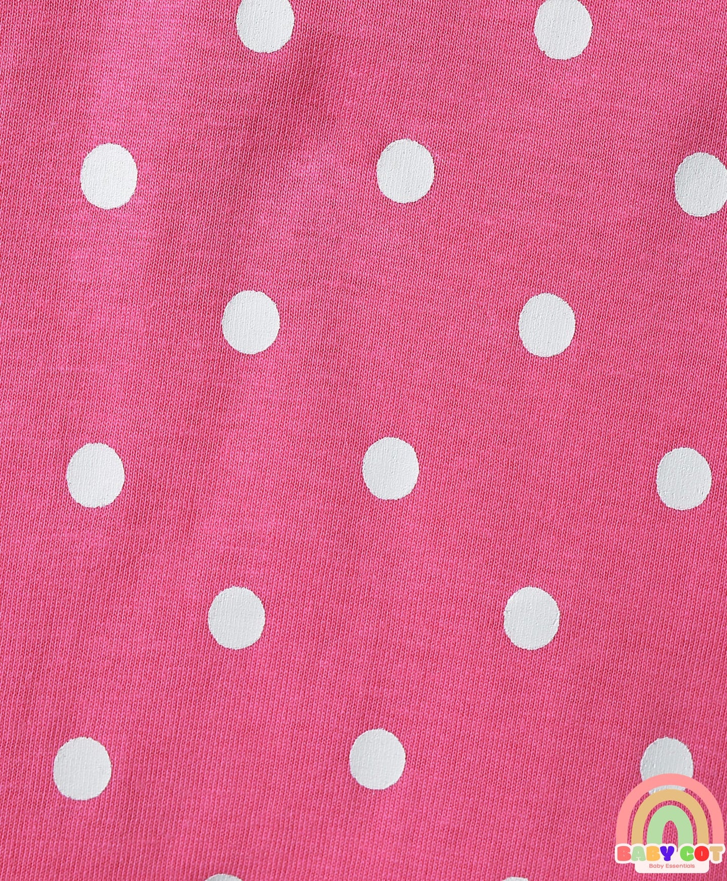 100% Cotton Knit Half Sleeves T-Shirts With Polka Dots Heart & Enjoy The Day Text Print Pack of 3 - Pink & White