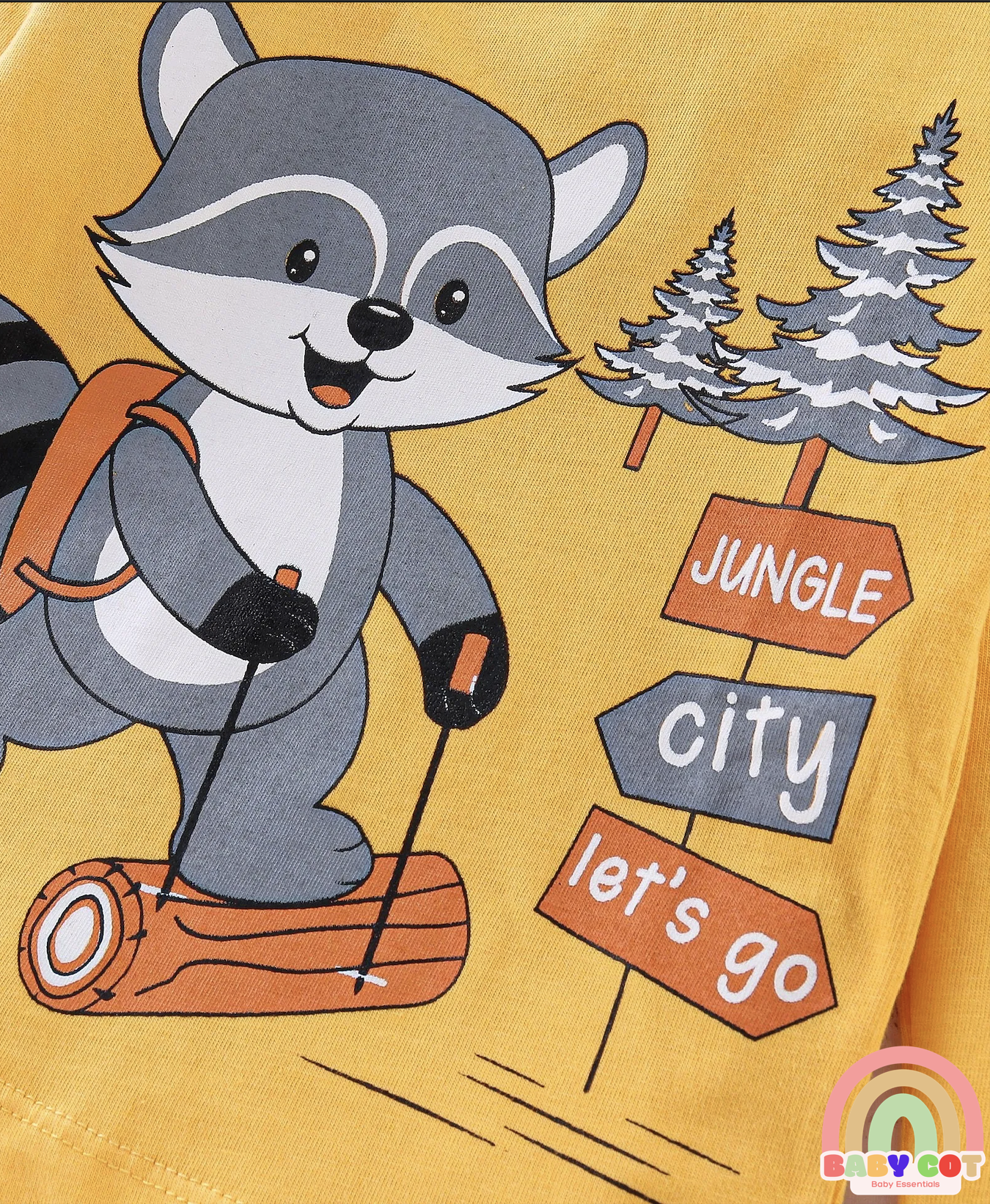 Cotton Knit Full Sleeves T-Shirt Stripes & Fox Graphics Pack of 3 - Yellow White & Green