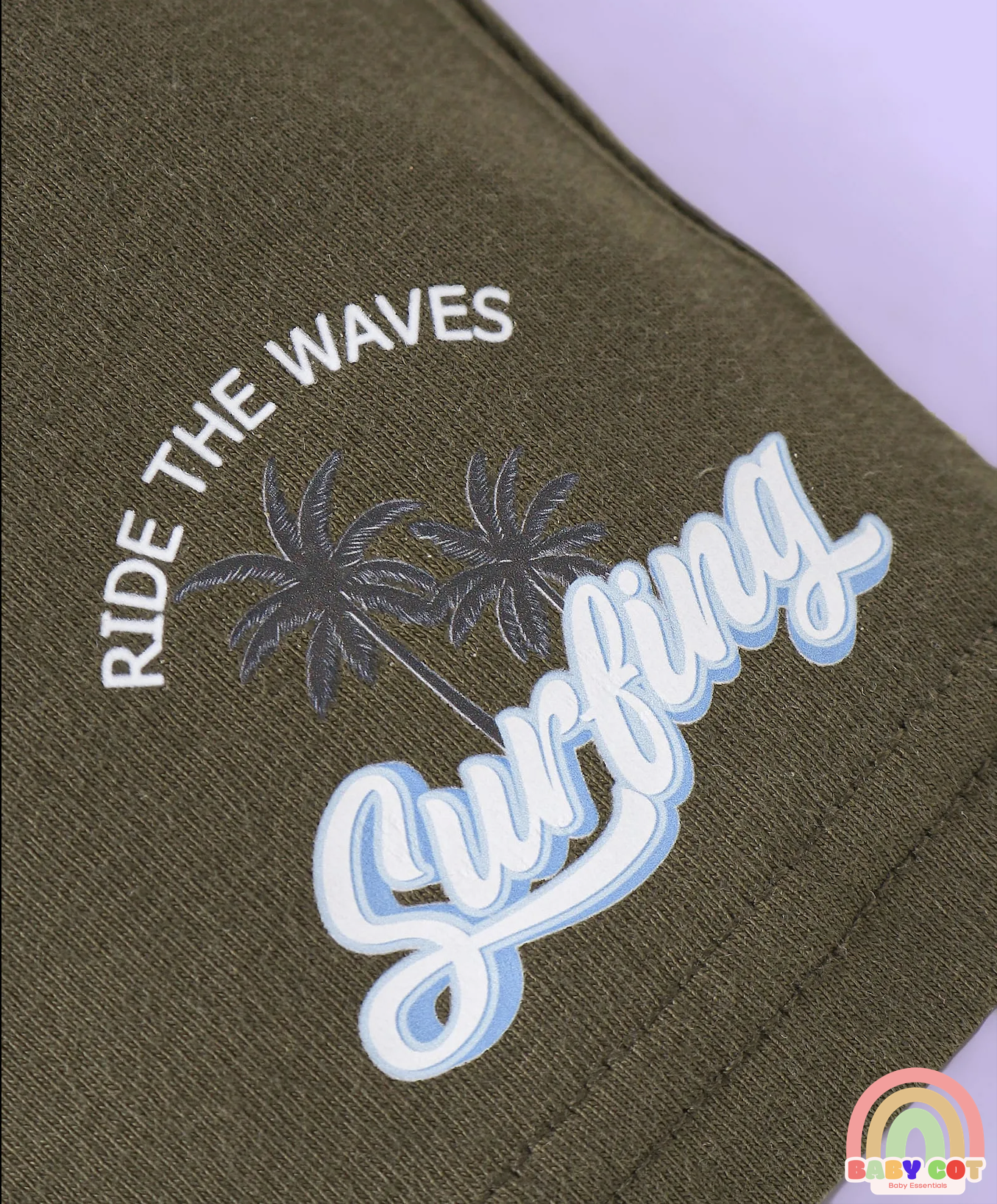 Single Jersey Knit Mid Thigh Shorts with Tropical & Text Print Pack of 3 - Black & Grey