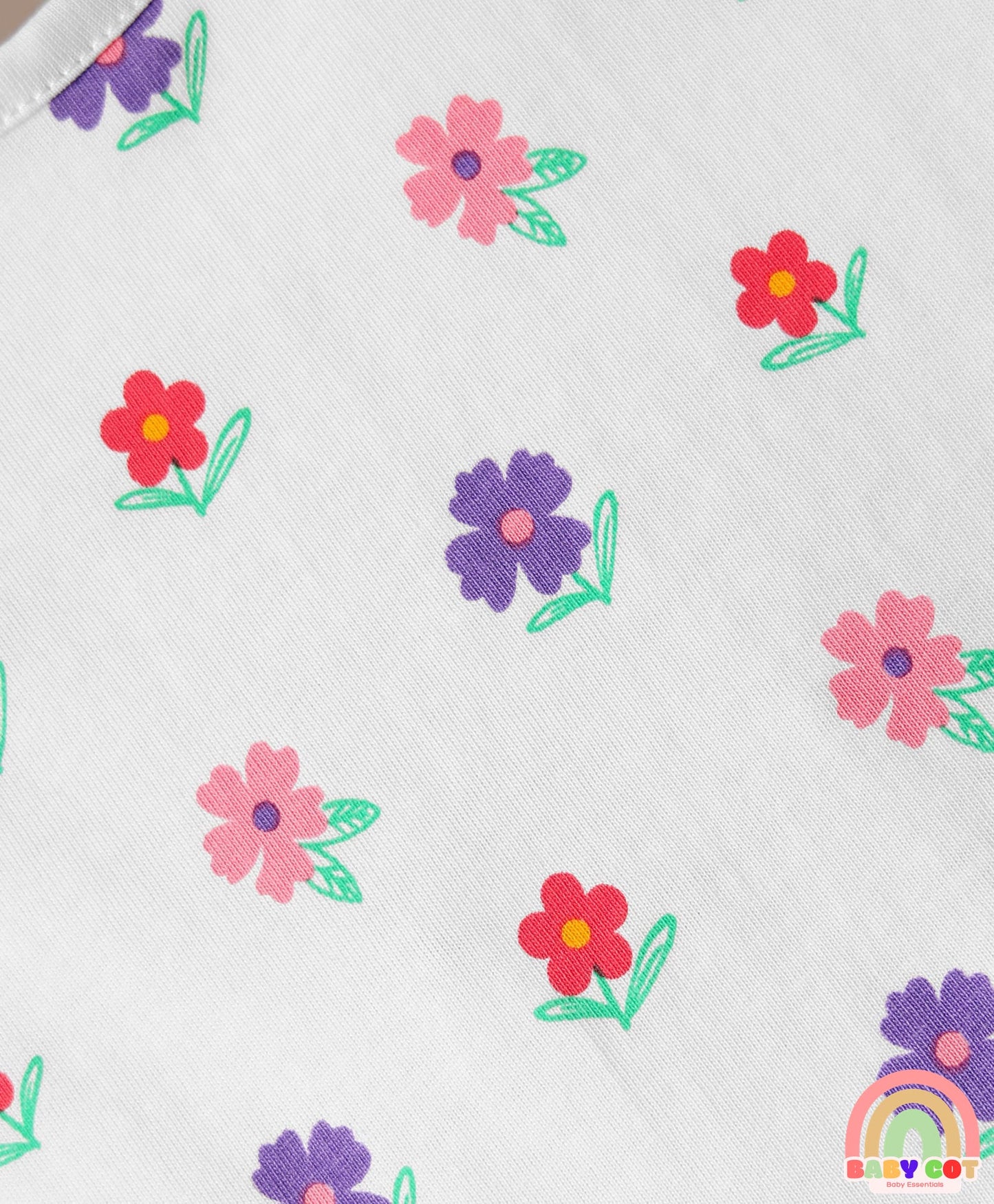 Cotton Knit Half Sleeves T-Shirts With Tropical Print Pack Of 3 -Purple & Pink