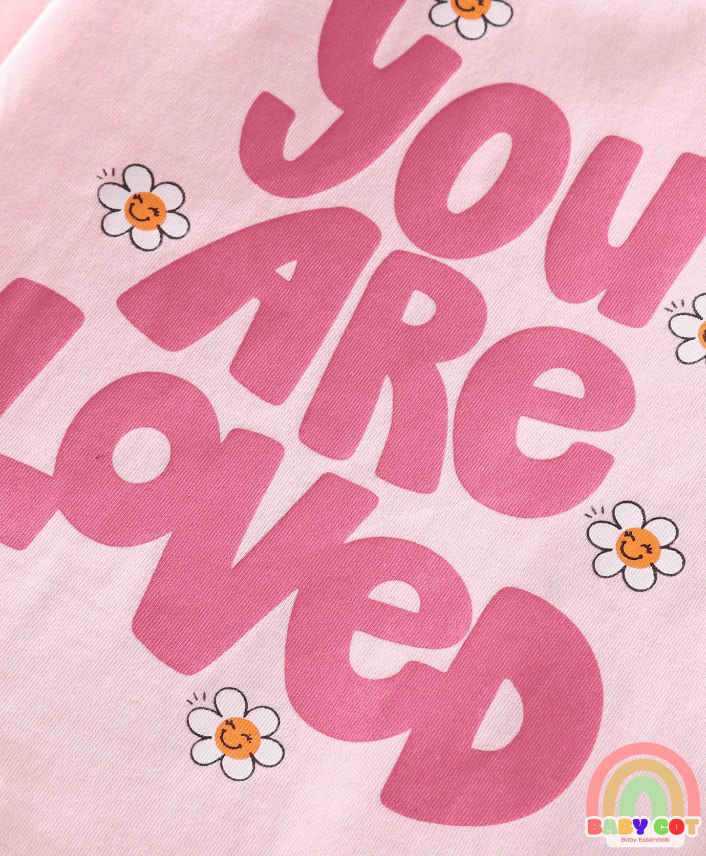 Cotton Knit Full Sleeves T-Shirts With Heart & Floral Print Pack of 3 - Orange Dark Pink & Light Pink