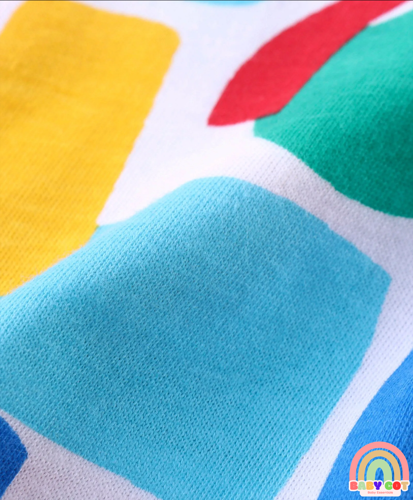 Cotton Knit Shorts with Geometrical Print Pack of 3 - Red Yellow & White