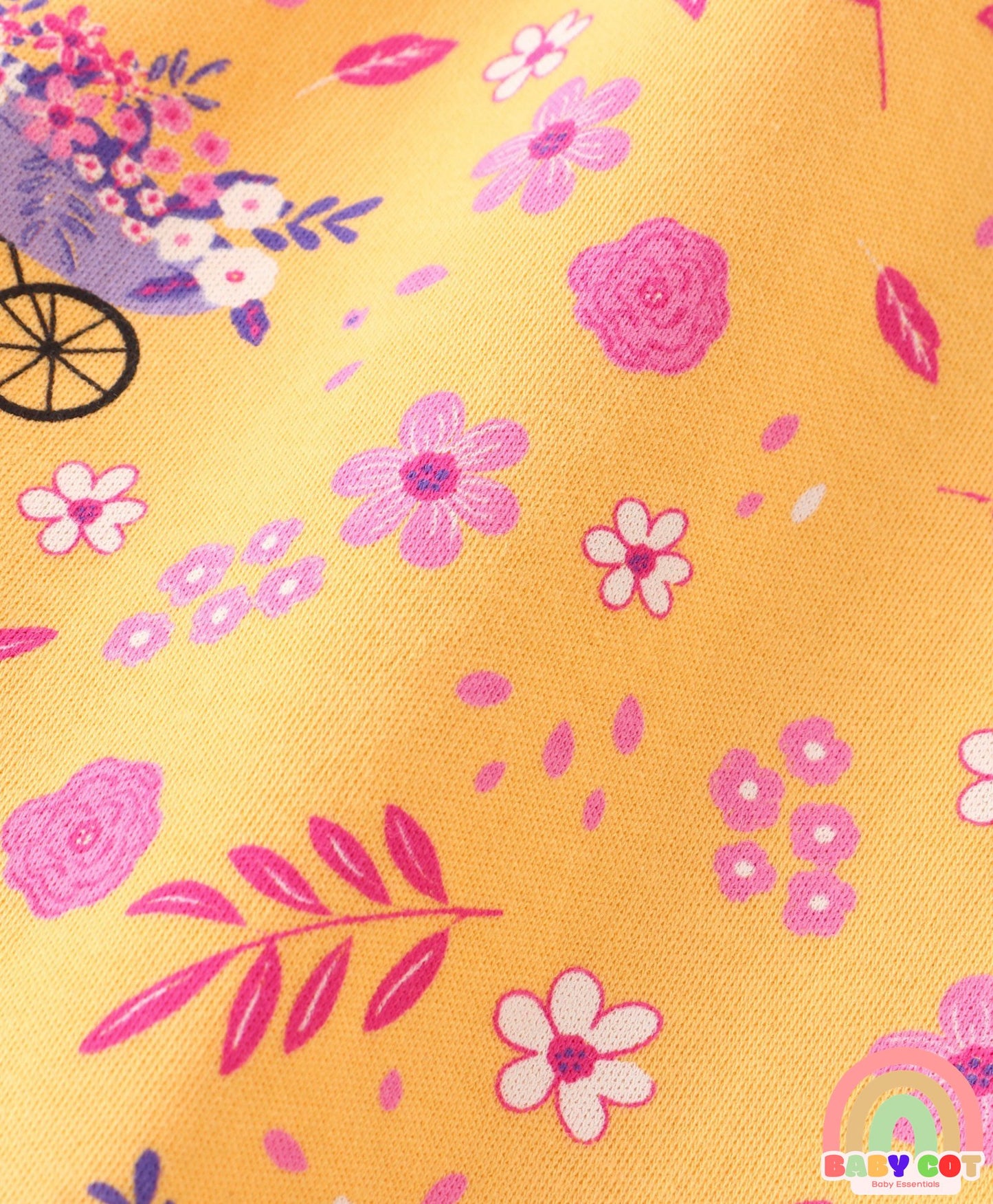 100% Cotton Knit Frill Sleeves Onesies with Floral & Polka Dot Print Pack of 3 - Multicolour