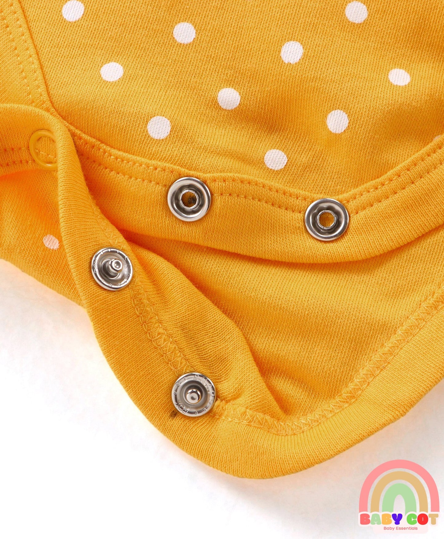 100% Cotton Knit Frill Sleeves Onesies with Floral & Polka Dots Print Pack of 3 - Pink Yellow & Purple