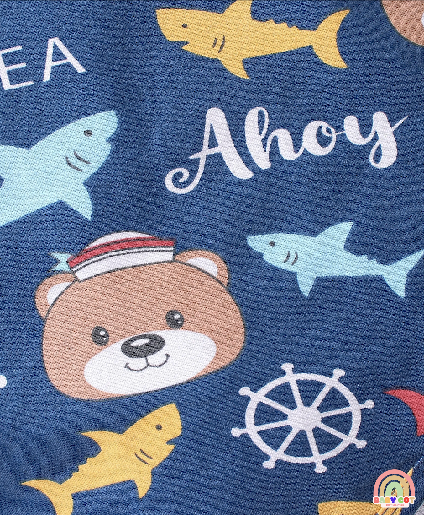 100% Cotton Knit Half Sleeves Striped & Bear Printed Onesies Pack of 3 - Multicolour