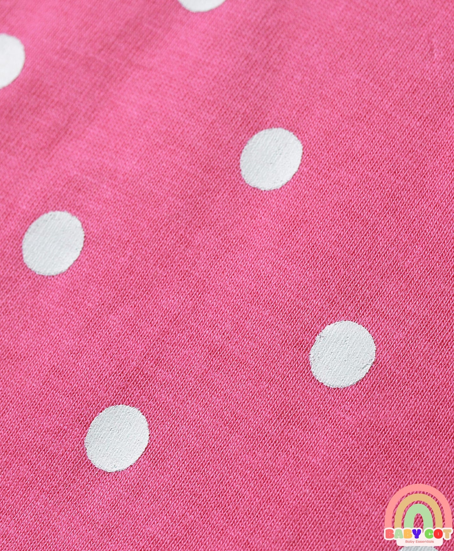 100% Cotton Knit Half Sleeves T-Shirts With Polka Dots Heart & Enjoy The Day Text Print Pack of 3 - Pink & White