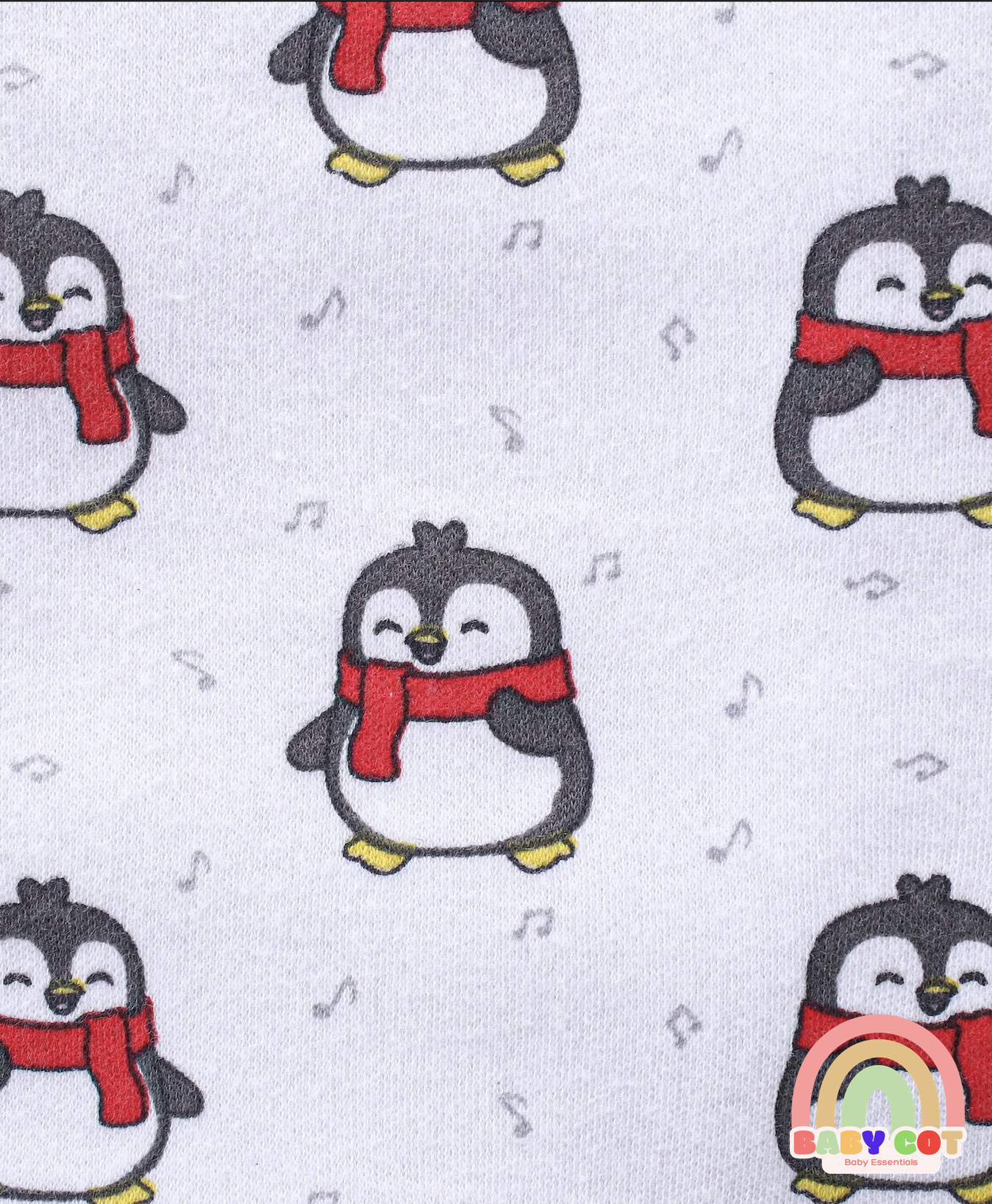 100% Cotton Interlock Knit Full Sleeves Onesies With Stripes & Penguin Print Pack of 3 -Multicolour