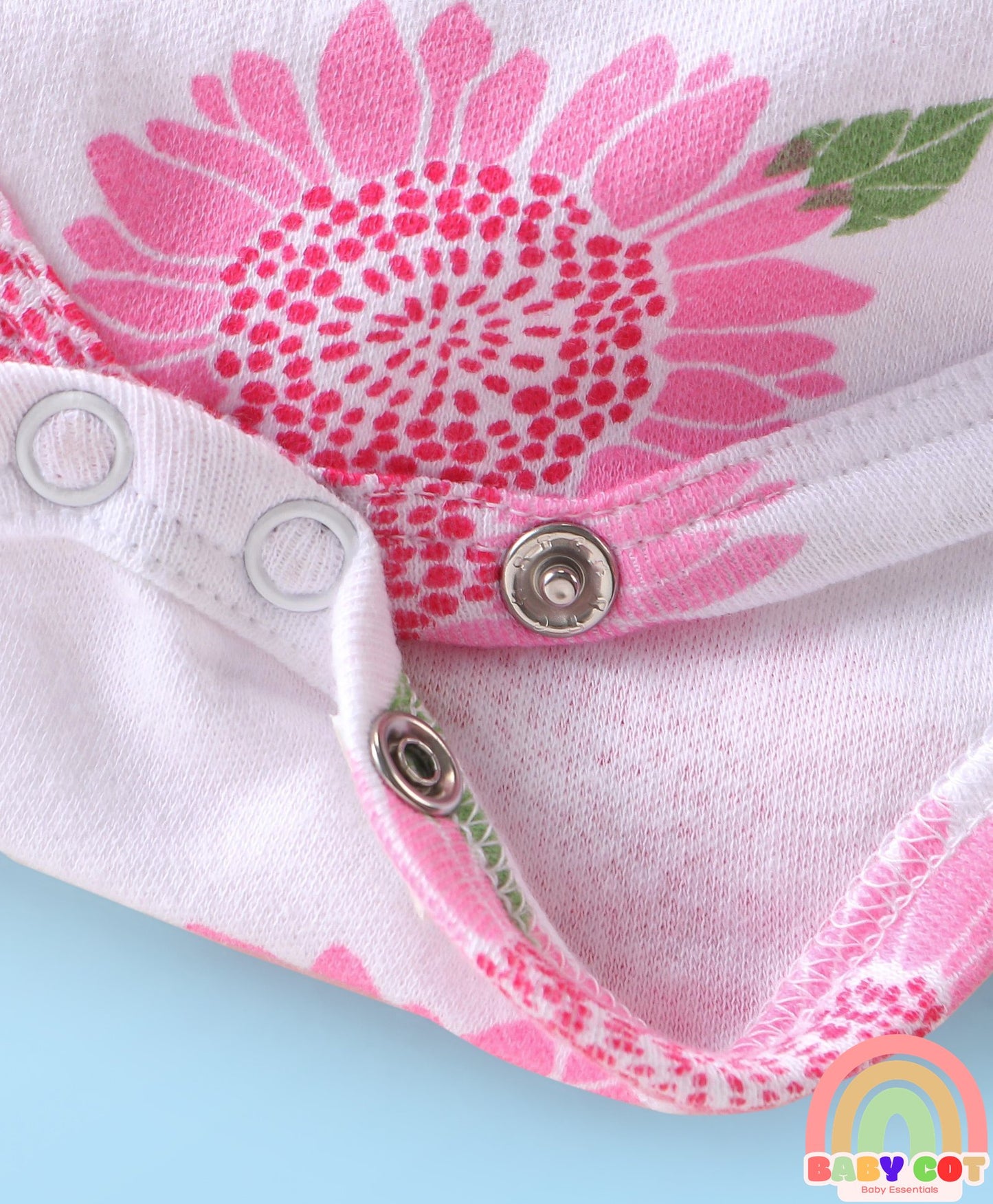 100% Cotton Frill Sleeves Polka Dots & Floral Printed Onesies Pack of 3 - Multicolour