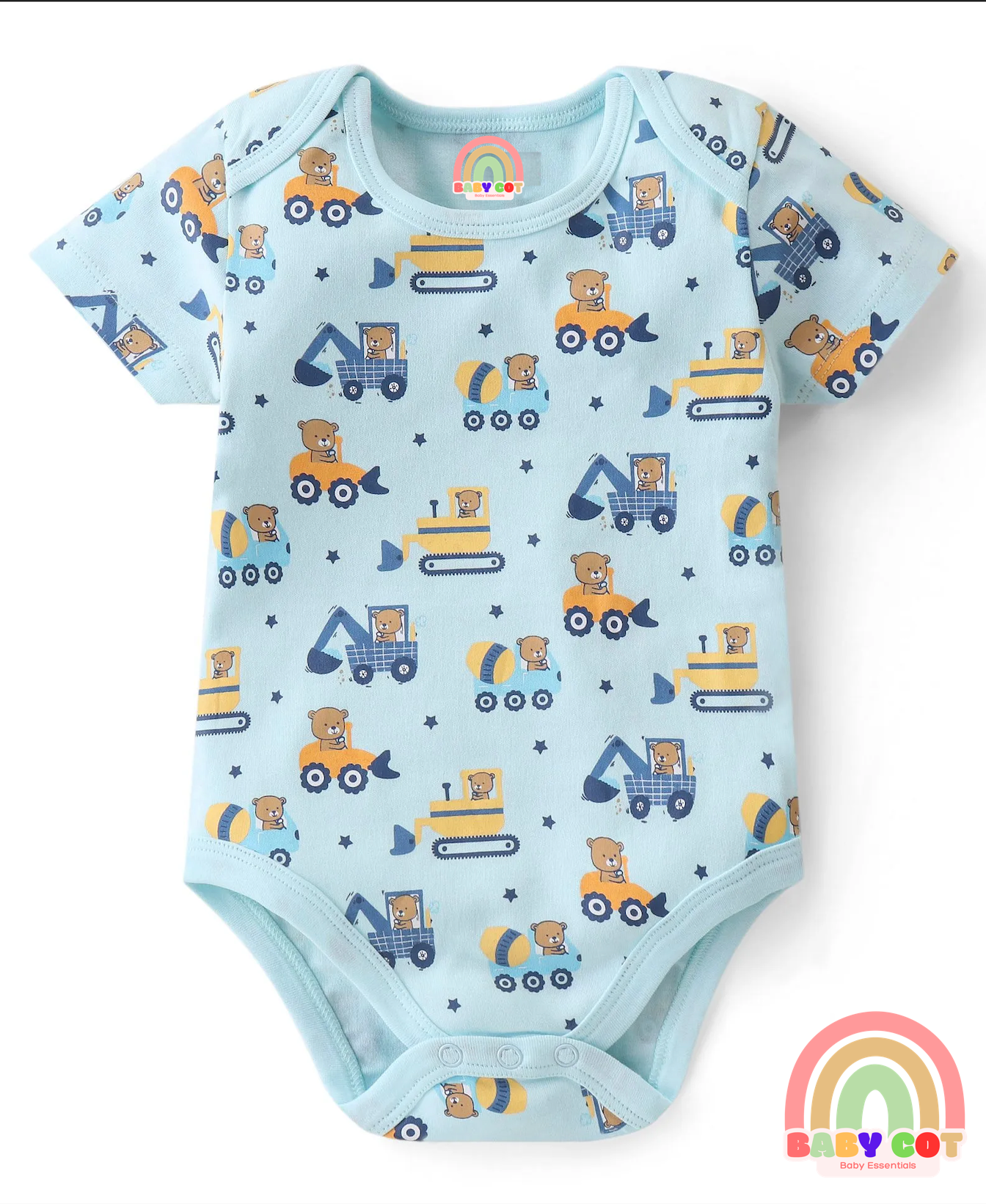 100% Cotton Knit Half Sleeves Onesies Bear Print Pack of 5 - Multicolour