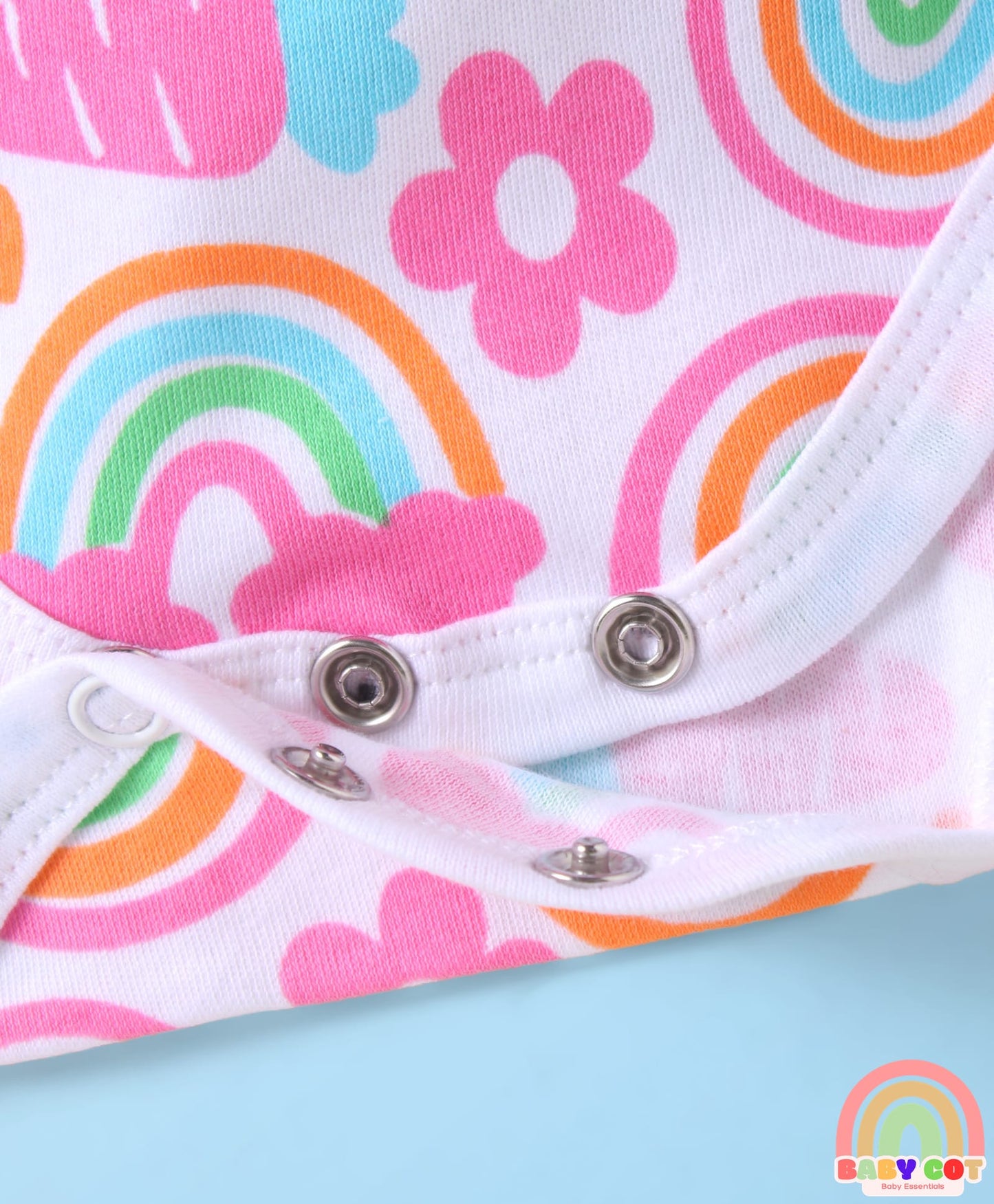 100% Cotton Interlock Knit Sleeveless Onesie with Hair Band Booties & Mittens with Floral & Tropical Print - White & Pink