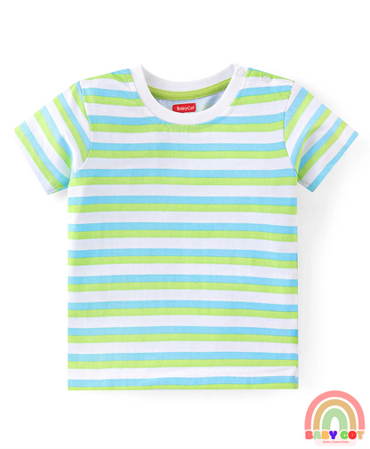 Cotton Knit Half Sleeves T-Shirts with Football Graphics Print Pack of 5 - Blue Green & Grey