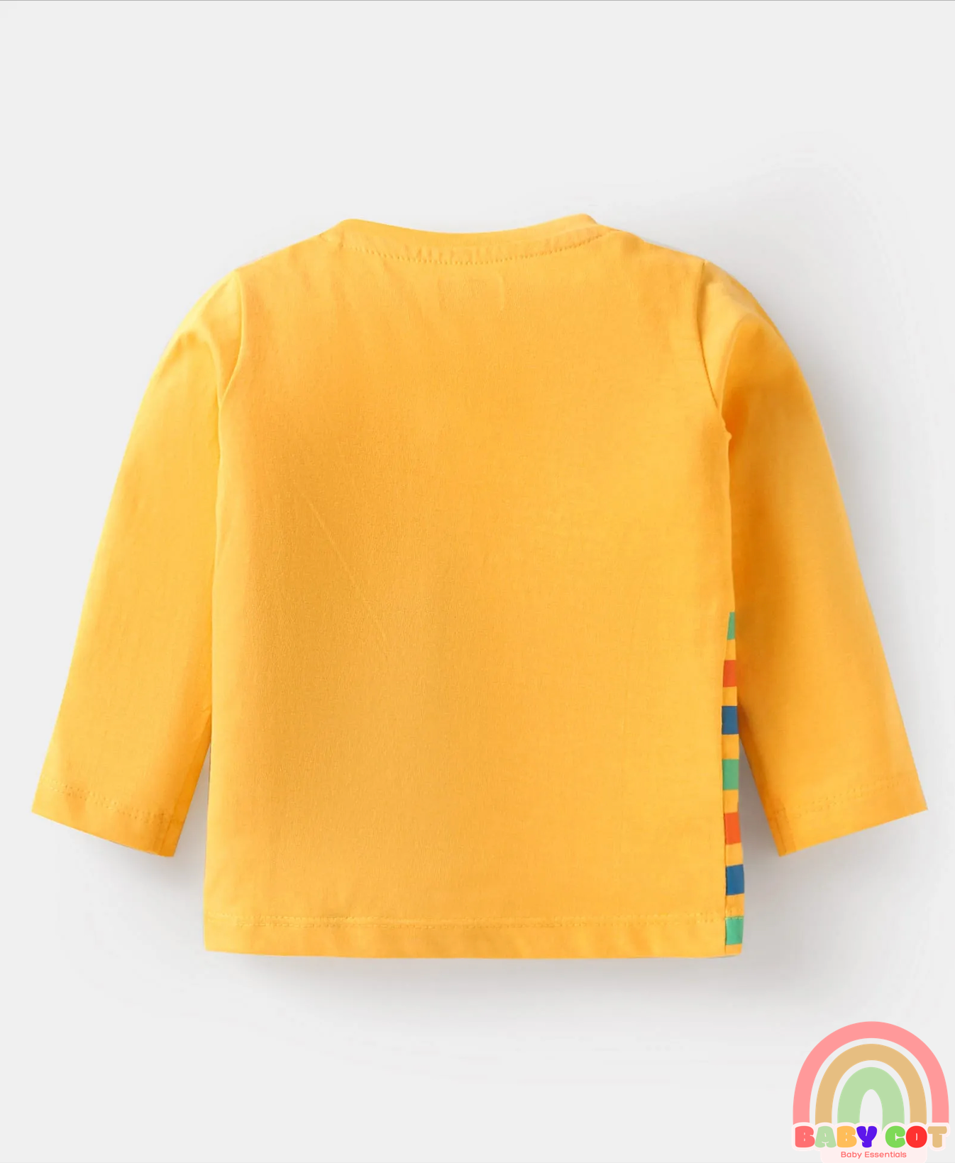 Cotton Knit Full Sleeves T-Shirts With Stripes Text & Animal Print Pack Of 7 - Blue Yellow Orange
