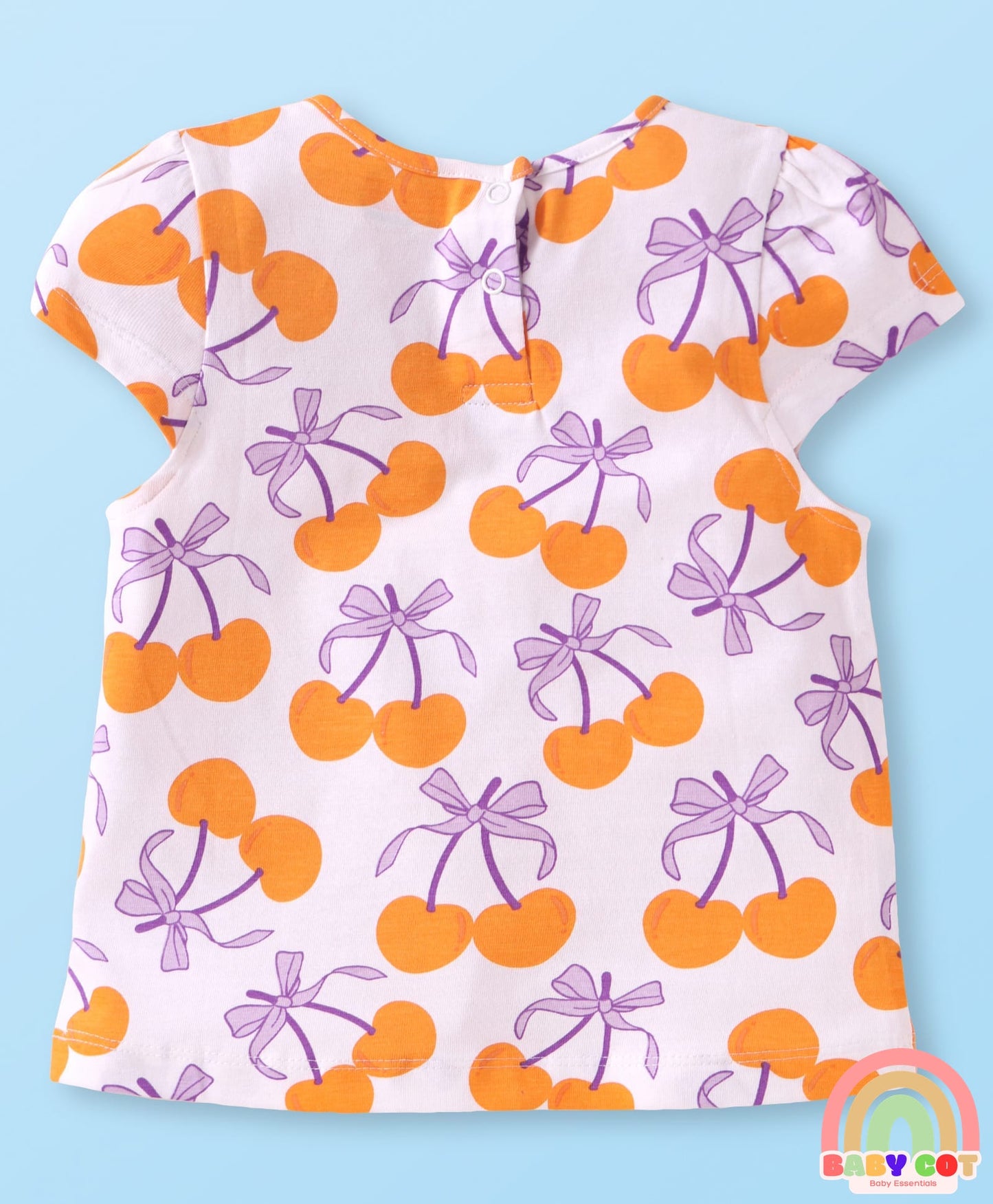 Cotton Knit Cap Sleeves T-Shirts with with Fruits Print Pack of 5 - Multicolor