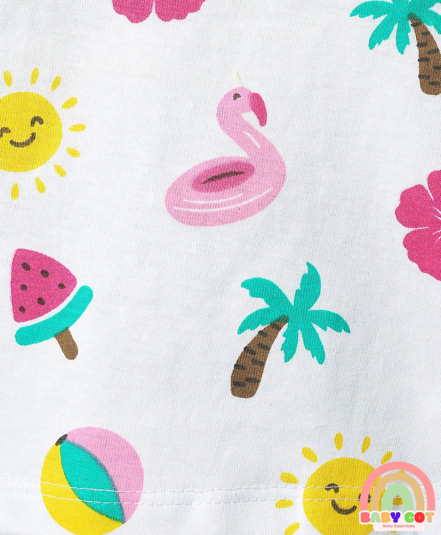 Cotton Knit Half Sleeves T-Shirts With Tropical Print Pack Of 3 -Yellow & Pink