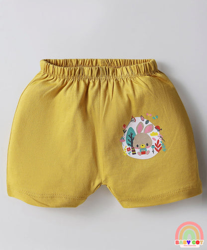 Single Jersey Knit Above Knee Length Shorts With Tropical & Geometric Shape Print Pack Of 5 - Multicolour