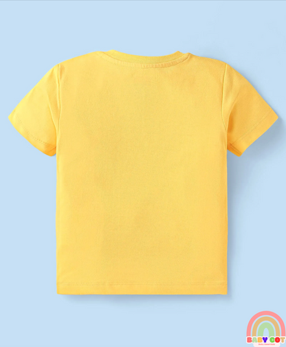 Cotton Knit Half Sleeves T-Shirts with Stripes & Star Print Pack of 5 - Blue Red & Yellow