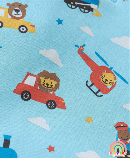 100% Cotton Knit Half Sleeves Striped & Lion Printed Onesies Pack of 5 - Multicolour