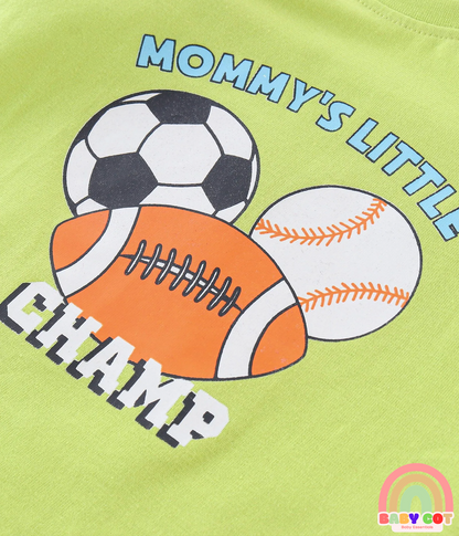 Cotton Knit Half Sleeves T-Shirts with Football Graphics Print Pack of 5 - Blue Green & Grey