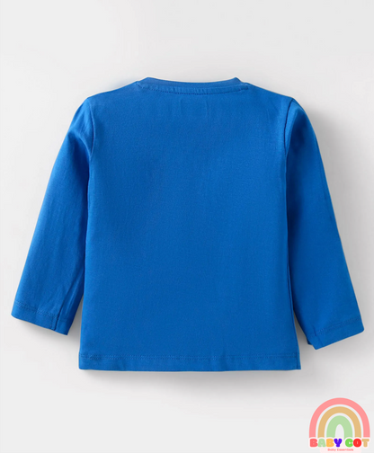 Cotton Knit Full Sleeves T-Shirts With Stripes Text & Animal Print Pack Of 7 - Blue Yellow Orange