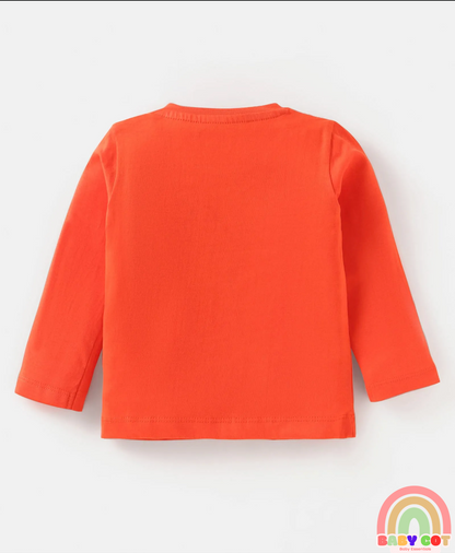 Cotton Knit Full Sleeves T-Shirts With Stripes Text & Animal Print Pack Of 7 - Blue Yellow Orange