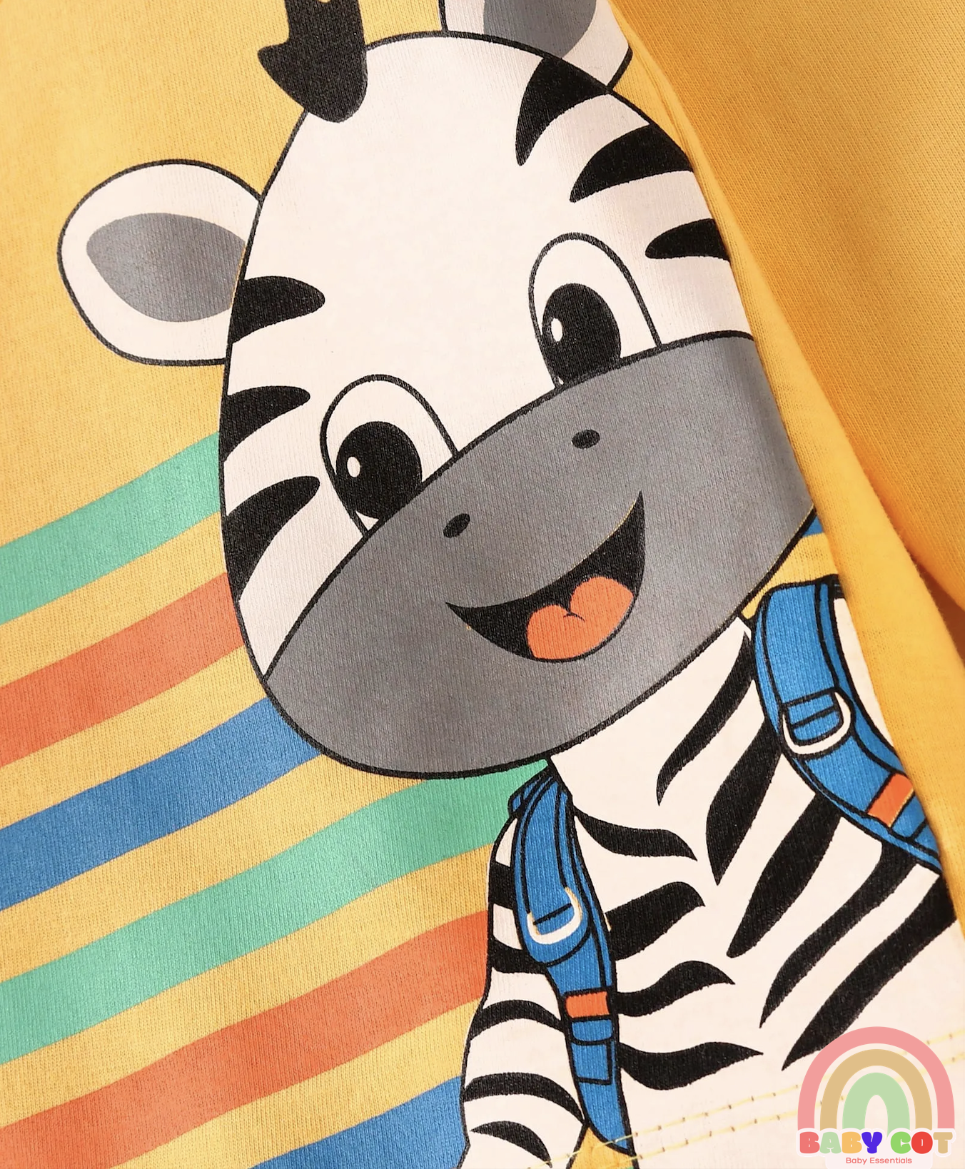 Cotton Knit Full Sleeves T-Shirts With Stripes Text & Animal Print Pack Of 7 - Blue Yellow Orange