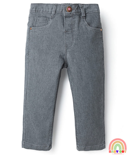 Denim Full Length Washed Jeans With Stretch - Grey