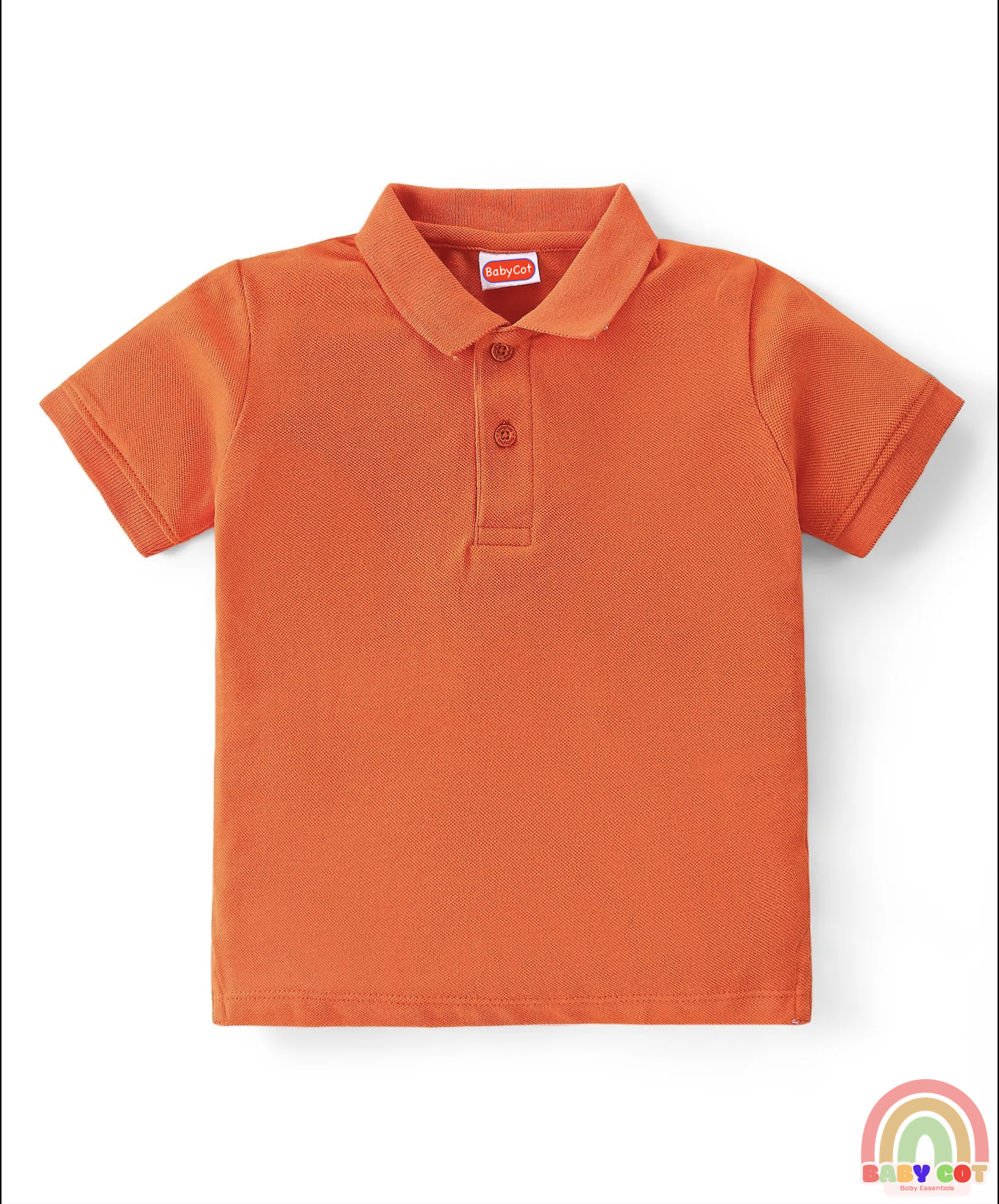 100% Cotton Knit Half Sleeves Polo T-Shirt With Solid Colour - Orange