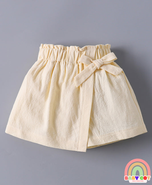 Cotton Above Knee Length Solid Skorts - Beige