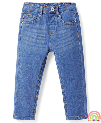 Full Length Washed Jeans with Stretch - Blue