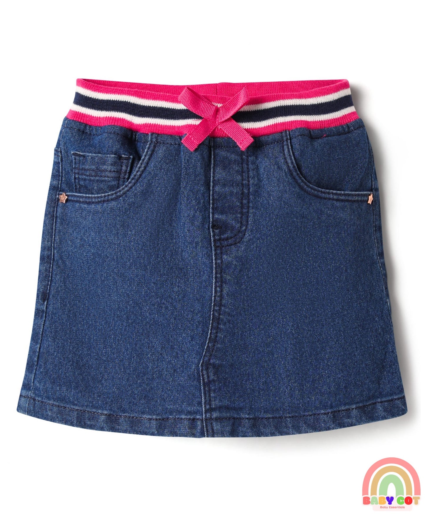 Denim Mid Thigh Washed Skirts - Navy Blue