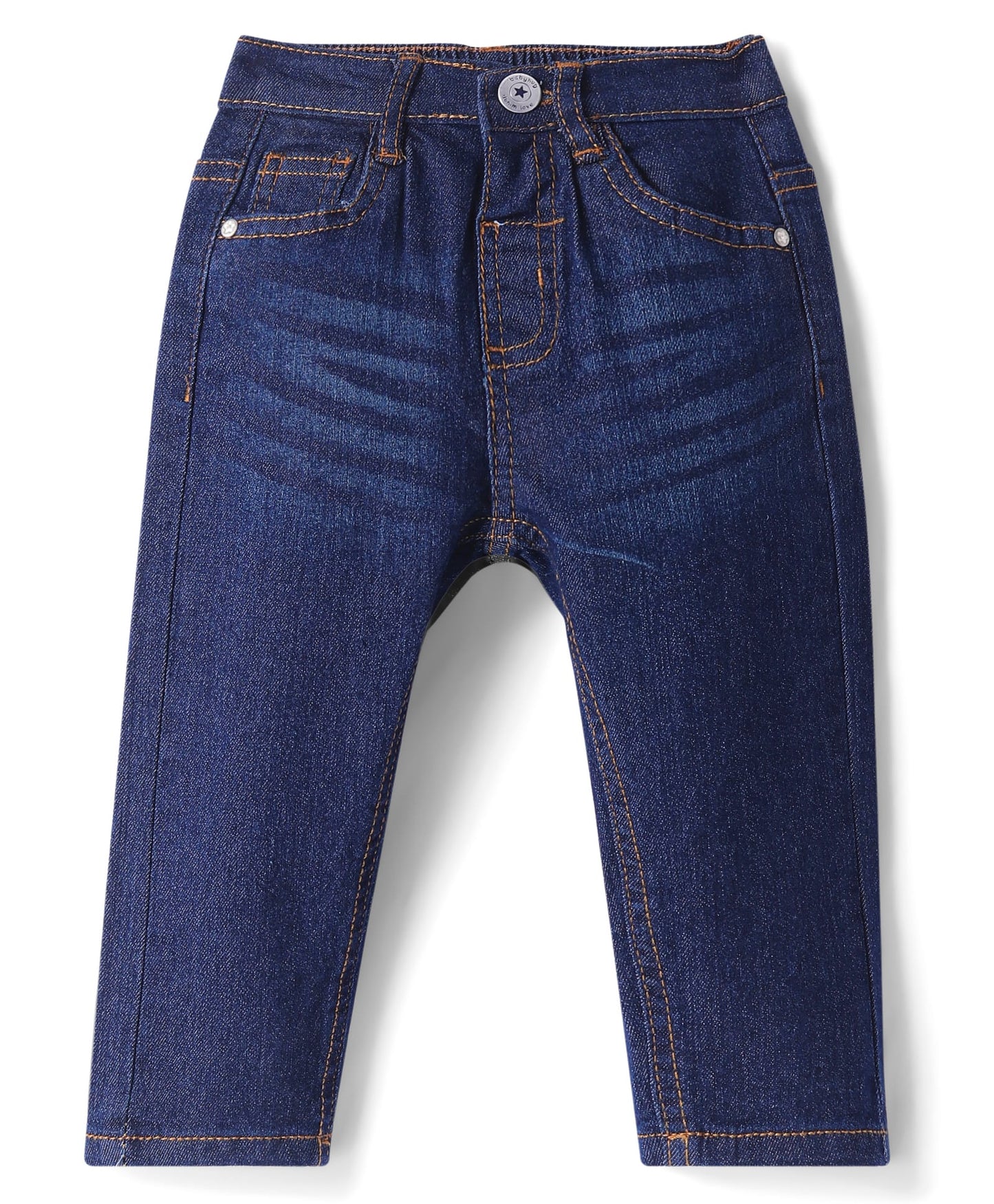 Full Length Washed Jeans with Stretch - Navy Blue
