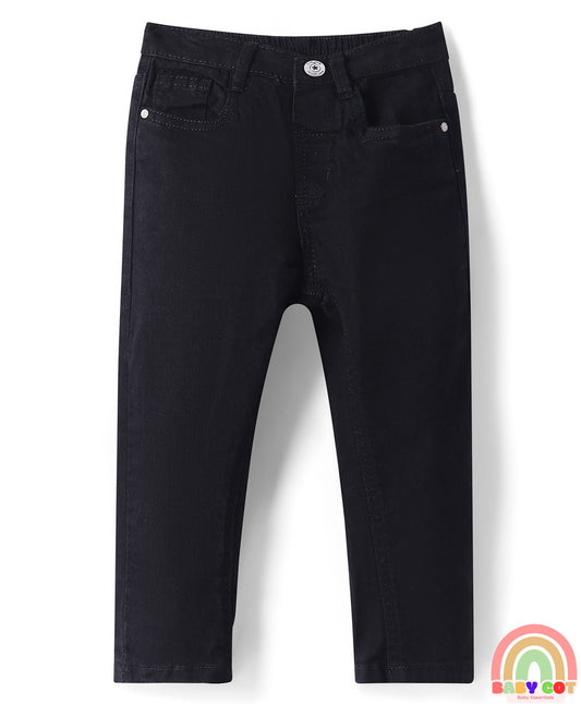Full Length Washed Denim Stretch Jeans - Black