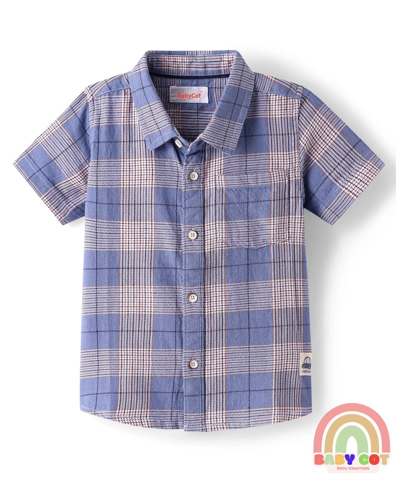 100% Cotton Woven Half Sleeves Checks Shirt- Blue