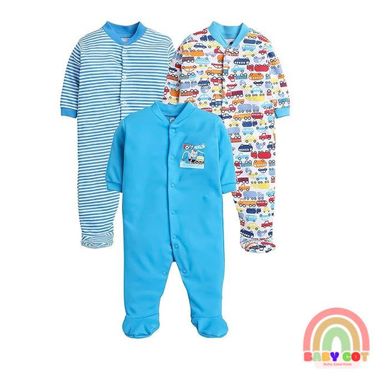 100% Cotton Turquoise Rompers Sleepsuits Jumpsuit Night Suits for Infants Newborn Baby Boys & Girls