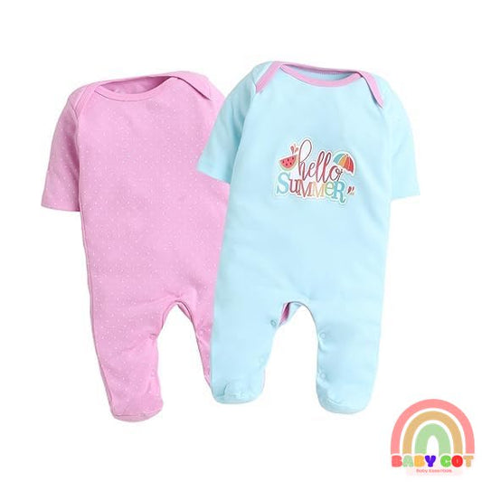 100% Cotton pink/blue Rompers Sleepsuits Jumpsuit Night Suits for Infants Newborn Baby Boys & Girls