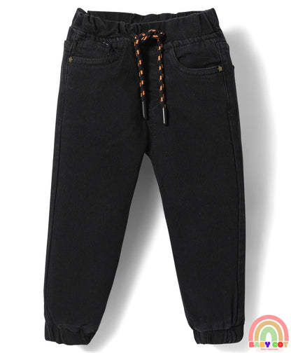Full Length Washed Denim Jeans With Stretch - Black