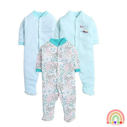 100% Cotton Mint Rompers Sleepsuits Jumpsuit Night Suits for Infants Newborn Baby Boys & Girls