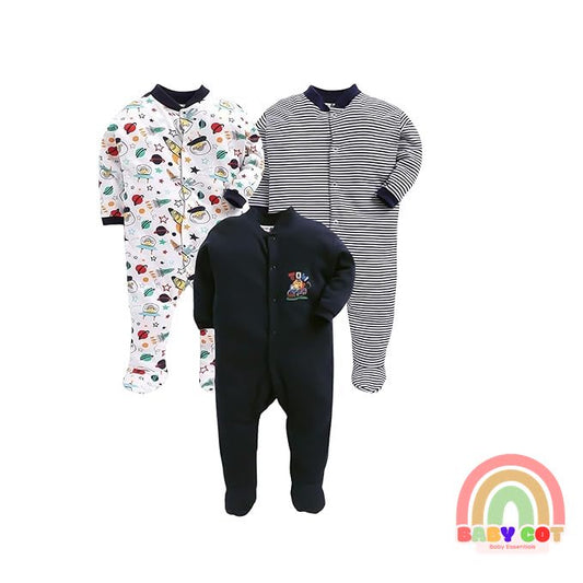100% Cotton Black Rompers Sleepsuits Jumpsuit Night Suits for Infants Newborn Baby Boys & Girls