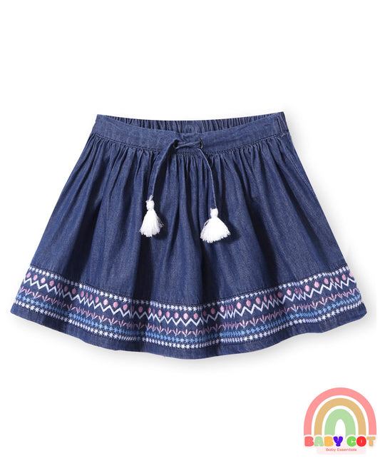 Denim Mid Thigh Stretchable Skirt - Blue