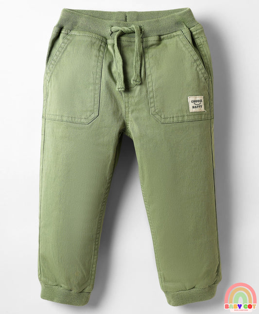 Twill Woven Full Length Solid Coloured Trousers With Stretch - Light Green