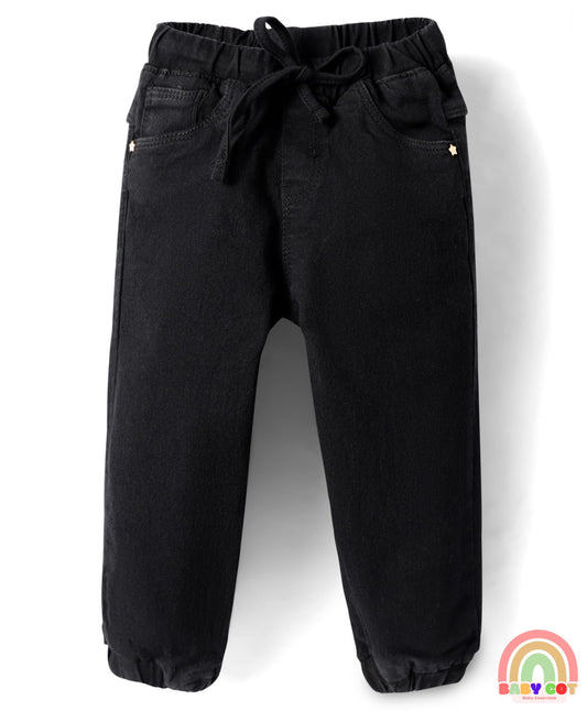 Full Length Washed Denim Jeans With Stretch - Black