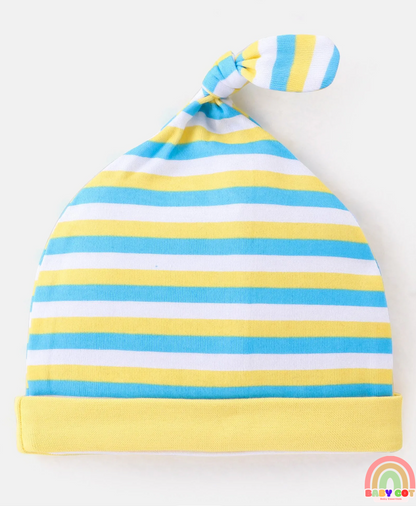 100% Cotton Knit Cap Animal Print Pack of 2 - Blue & Yellow